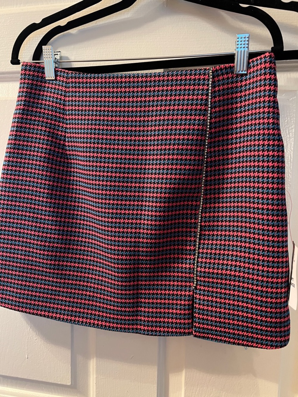 Miss Selfridge Pink and Black Houndstooth Mini Skirt